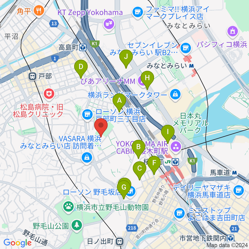 横浜能楽堂周辺のホテル一覧地図