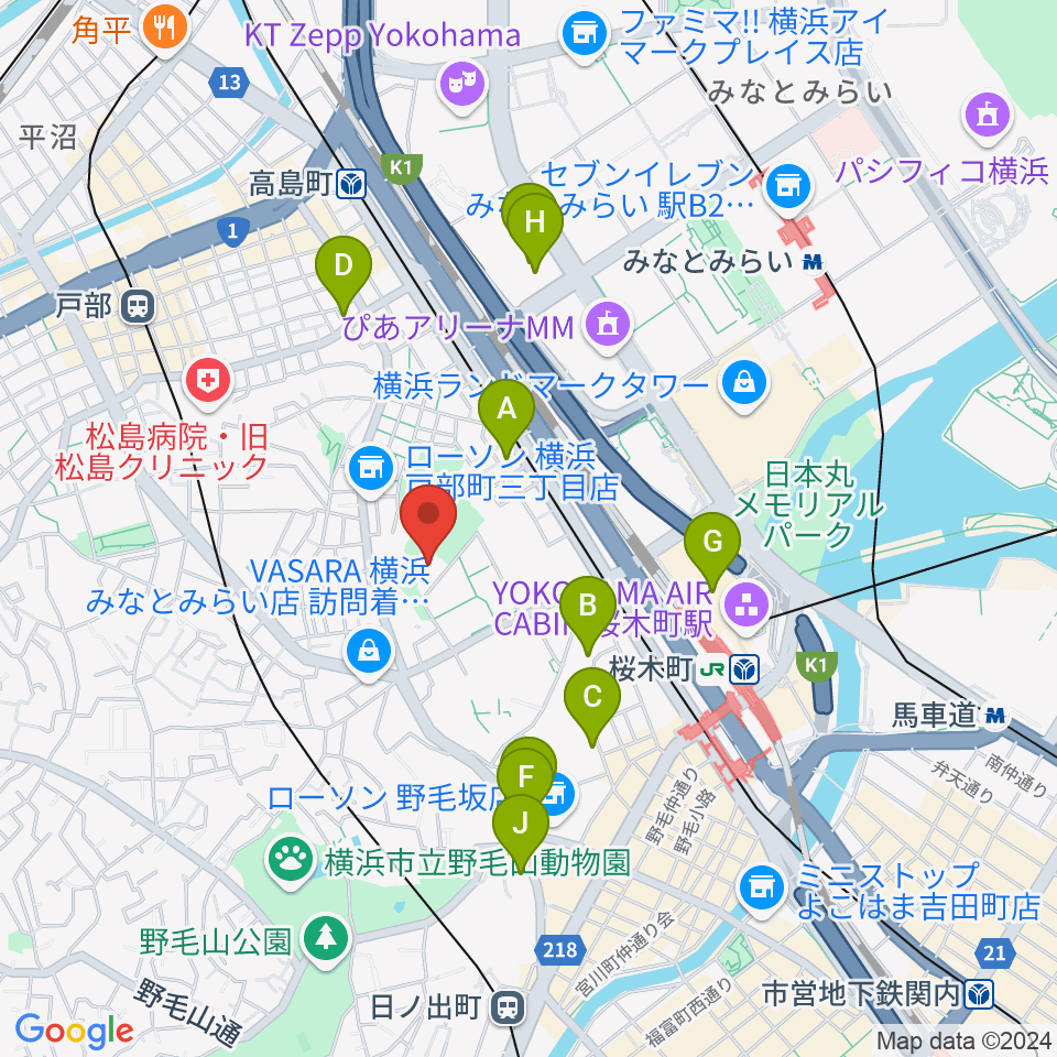 横浜能楽堂周辺のホテル一覧地図