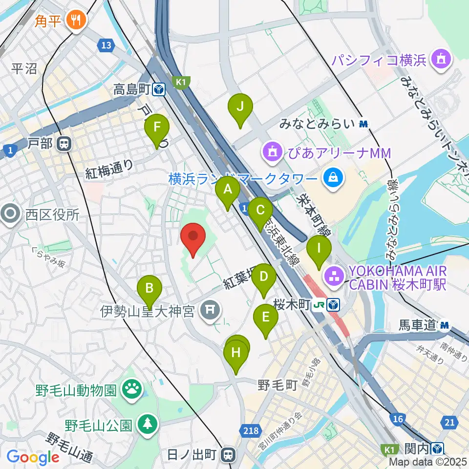 横浜能楽堂周辺のホテル一覧地図