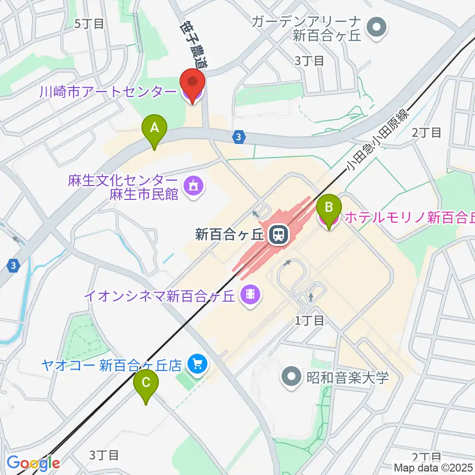 川崎市アートセンター周辺のホテル一覧地図