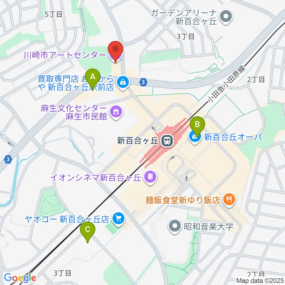 川崎市アートセンター周辺のホテル一覧地図
