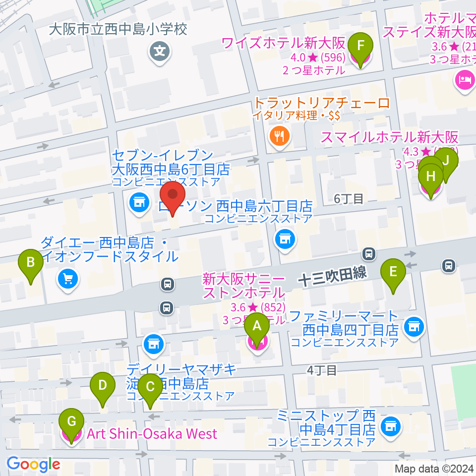 アトリエアルファ 木管楽器専門店周辺のホテル一覧地図