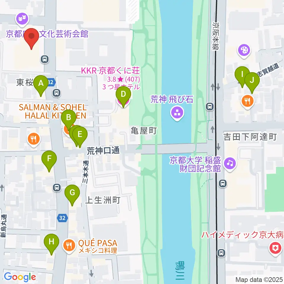 京都府立文化芸術会館周辺のホテル一覧地図