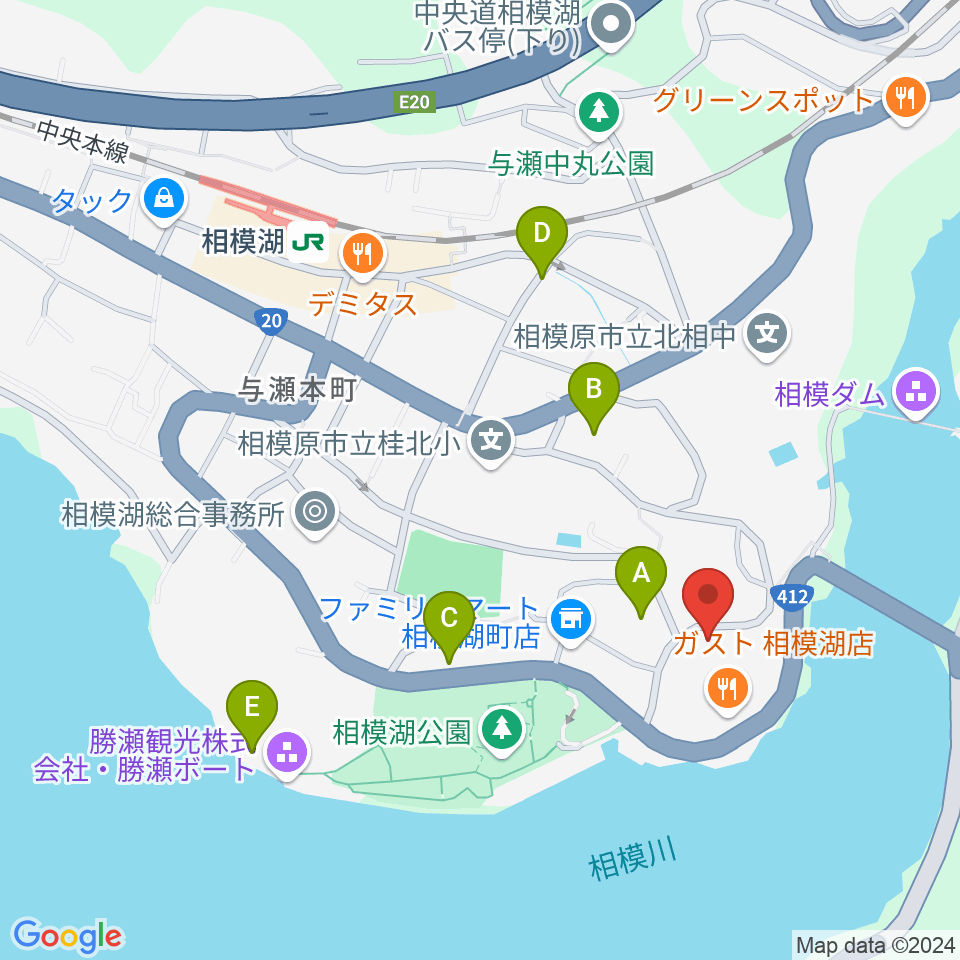 相模湖交流センター周辺のホテル一覧地図