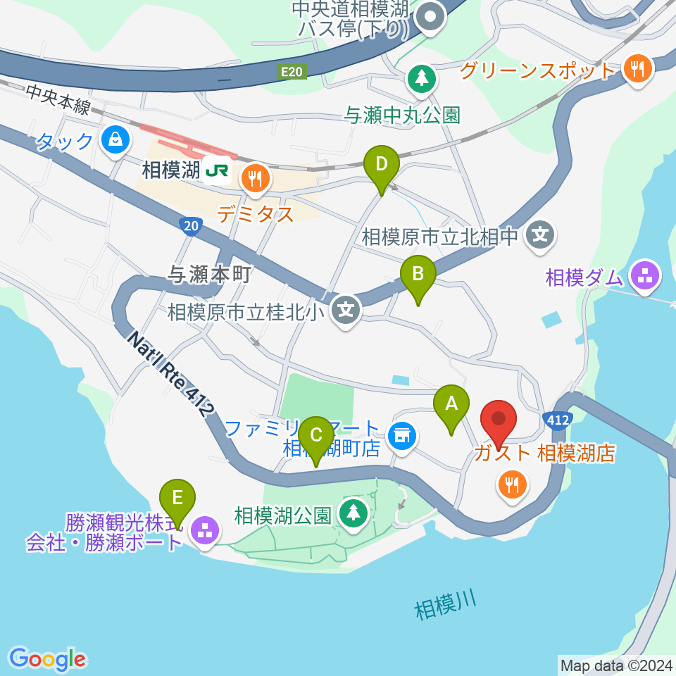 相模湖交流センター周辺のホテル一覧地図