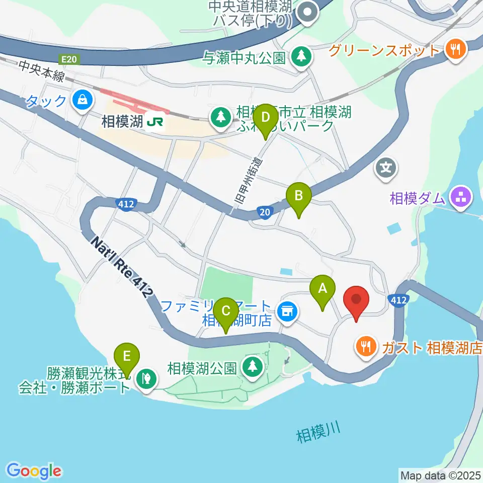 相模湖交流センター周辺のホテル一覧地図