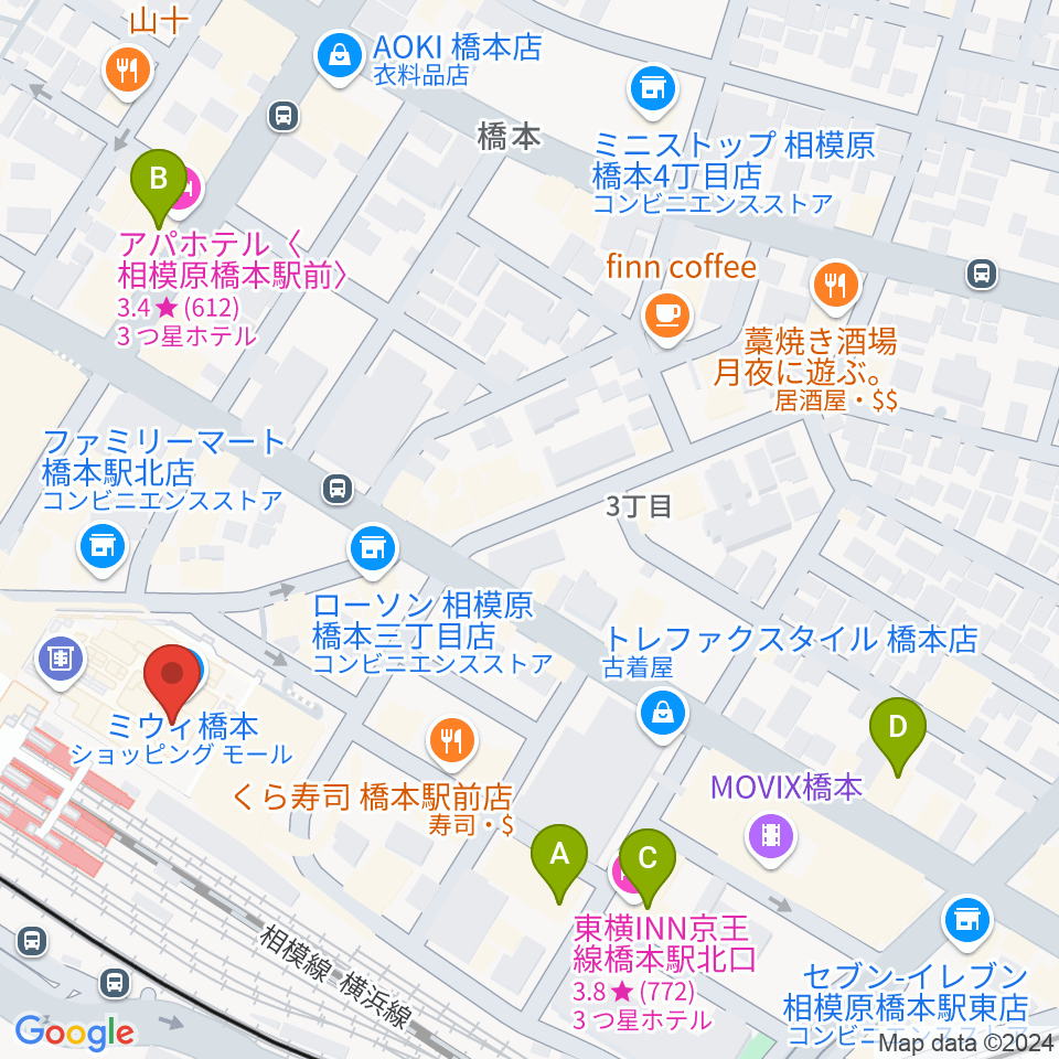 杜のホールはしもと周辺のホテル一覧地図