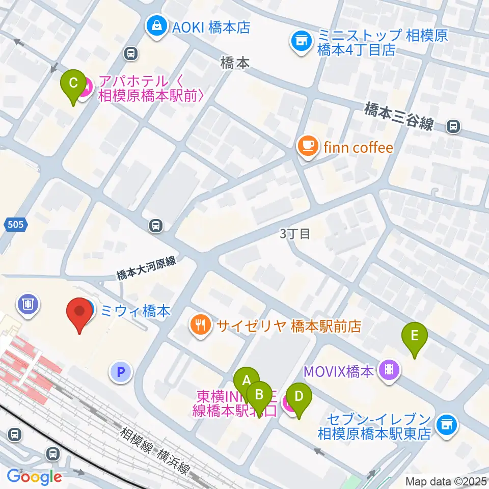 ほねごり杜のホールはしもと周辺のホテル一覧地図