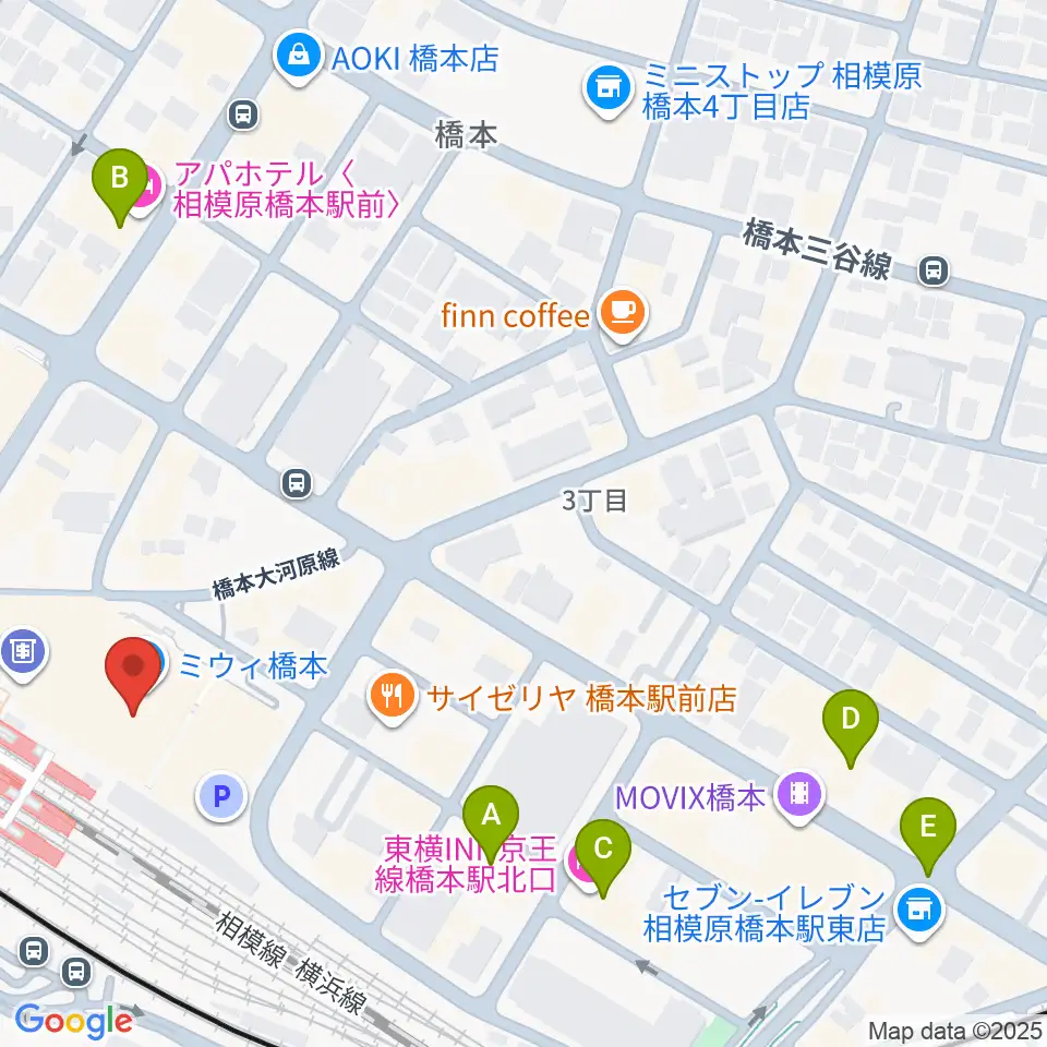 ほねごり杜のホールはしもと周辺のホテル一覧地図