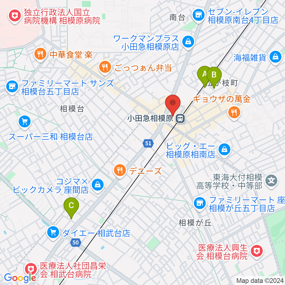 おださがプラザ周辺のホテル一覧地図