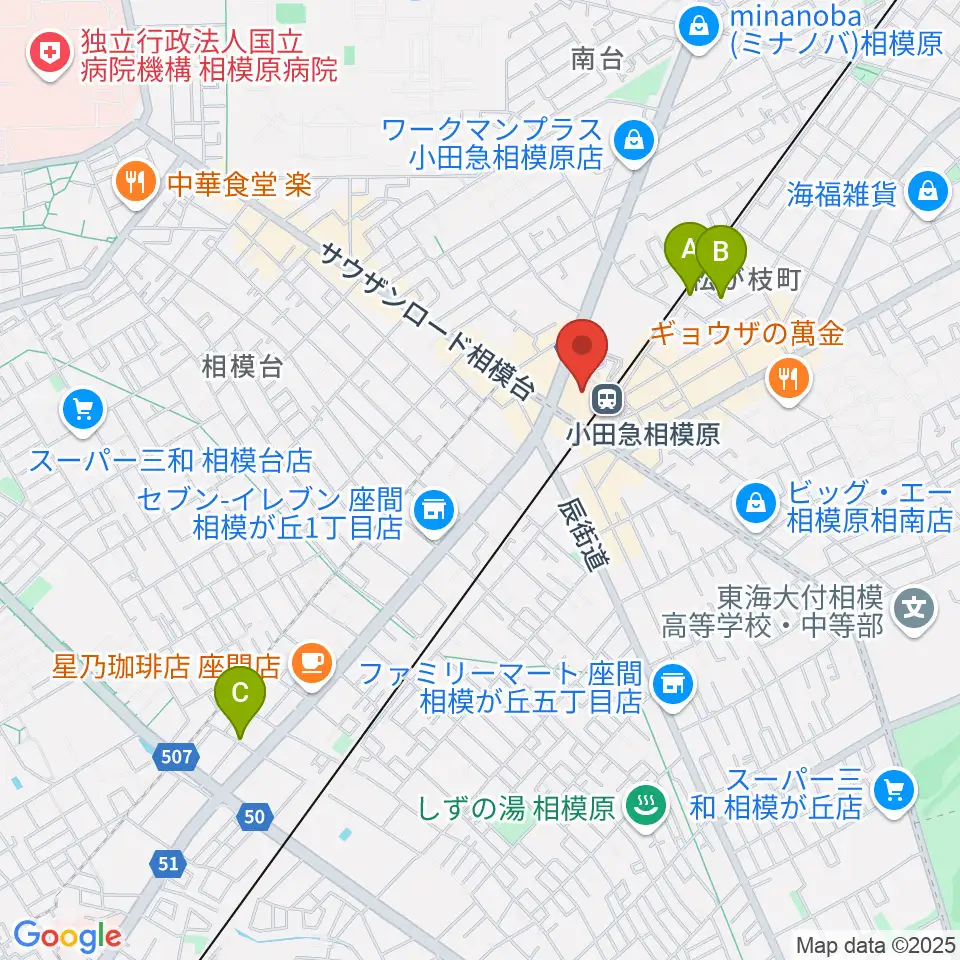 おださがプラザ周辺のホテル一覧地図