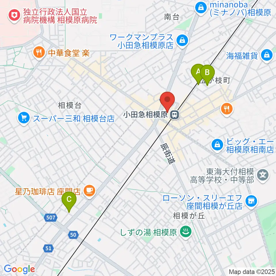 おださがプラザ周辺のホテル一覧地図
