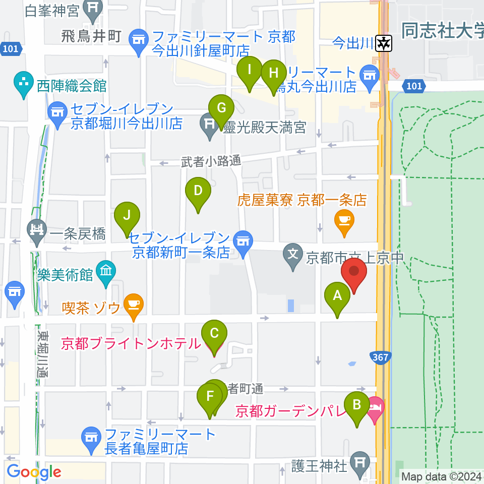 京都府立府民ホールアルティ周辺のホテル一覧地図