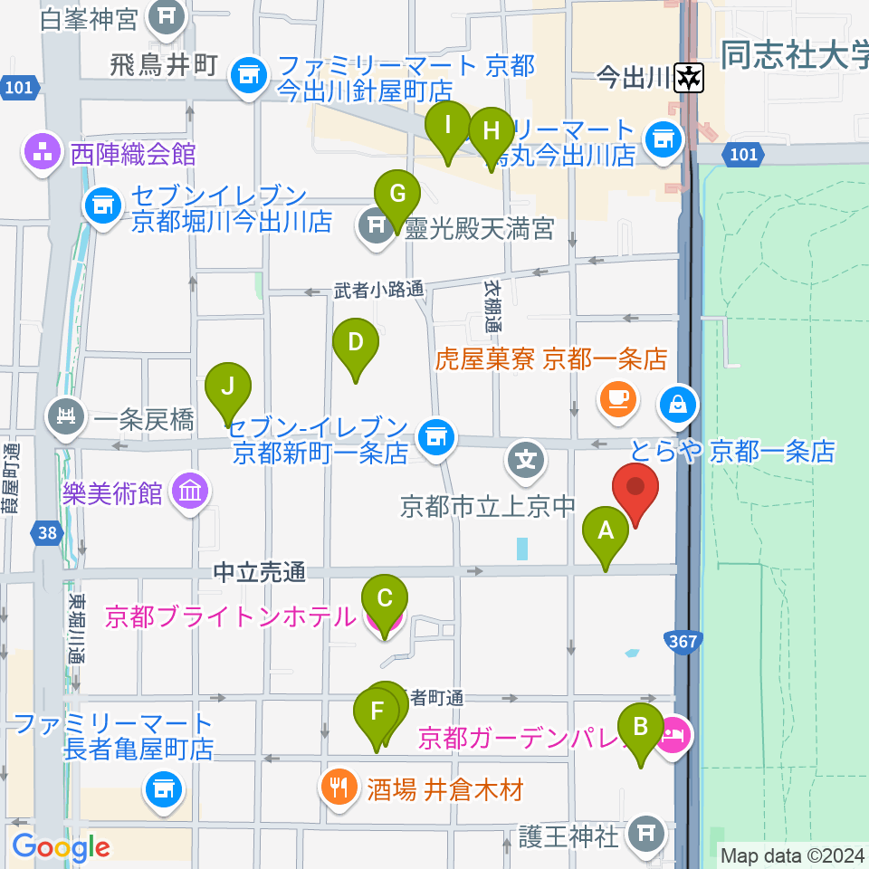 京都府立府民ホールアルティ周辺のホテル一覧地図