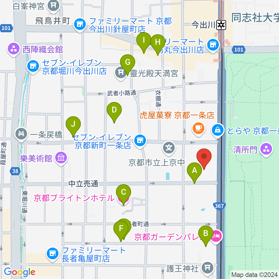 京都府立府民ホールアルティ周辺のホテル一覧地図