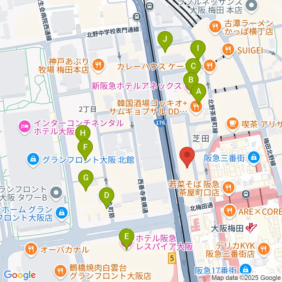 ミュージックアベニュー梅田周辺のホテル一覧地図