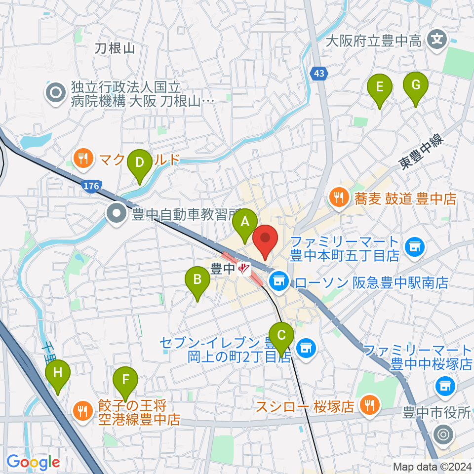 アミューズ豊中 ヤマハミュージック周辺のホテル一覧地図