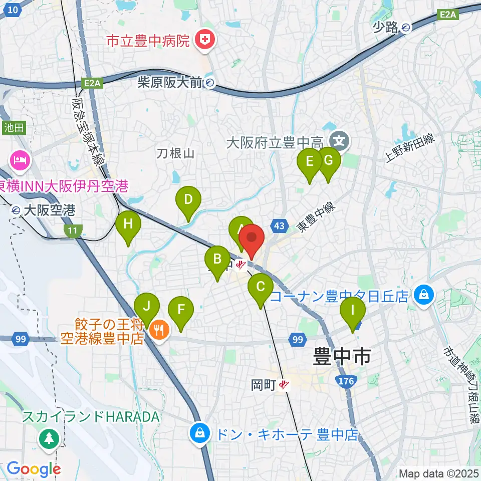 アミューズ豊中 ヤマハミュージック周辺のホテル一覧地図