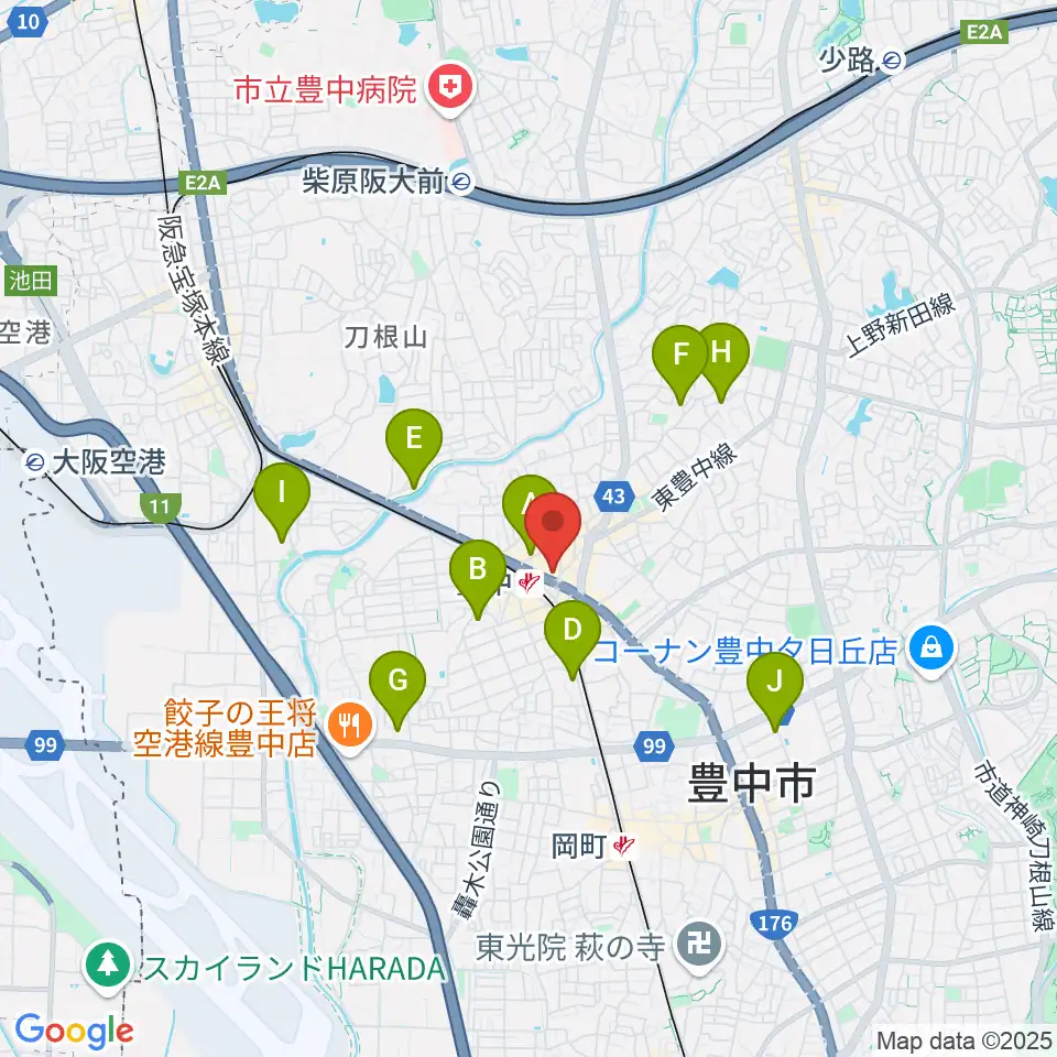 アミューズ豊中 ヤマハミュージック周辺のホテル一覧地図