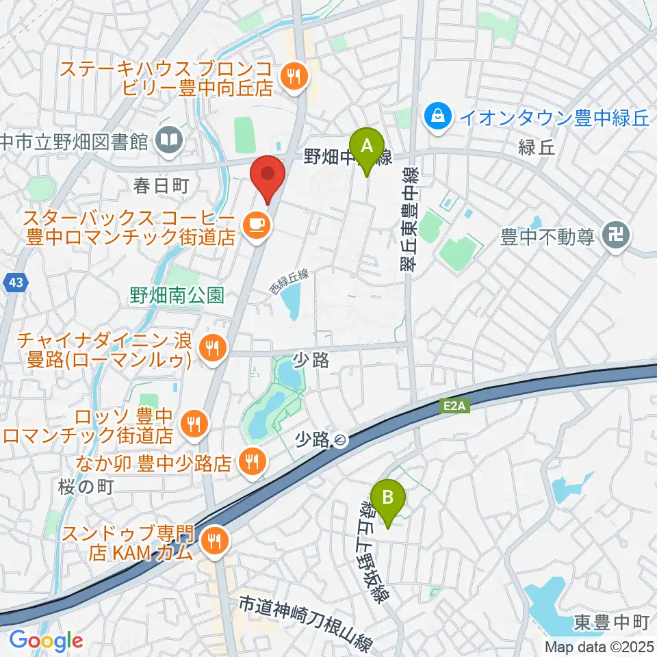 緑丘センター ヤマハミュージック周辺のホテル一覧地図