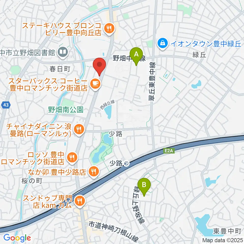 緑丘センター ヤマハミュージック周辺のホテル一覧地図