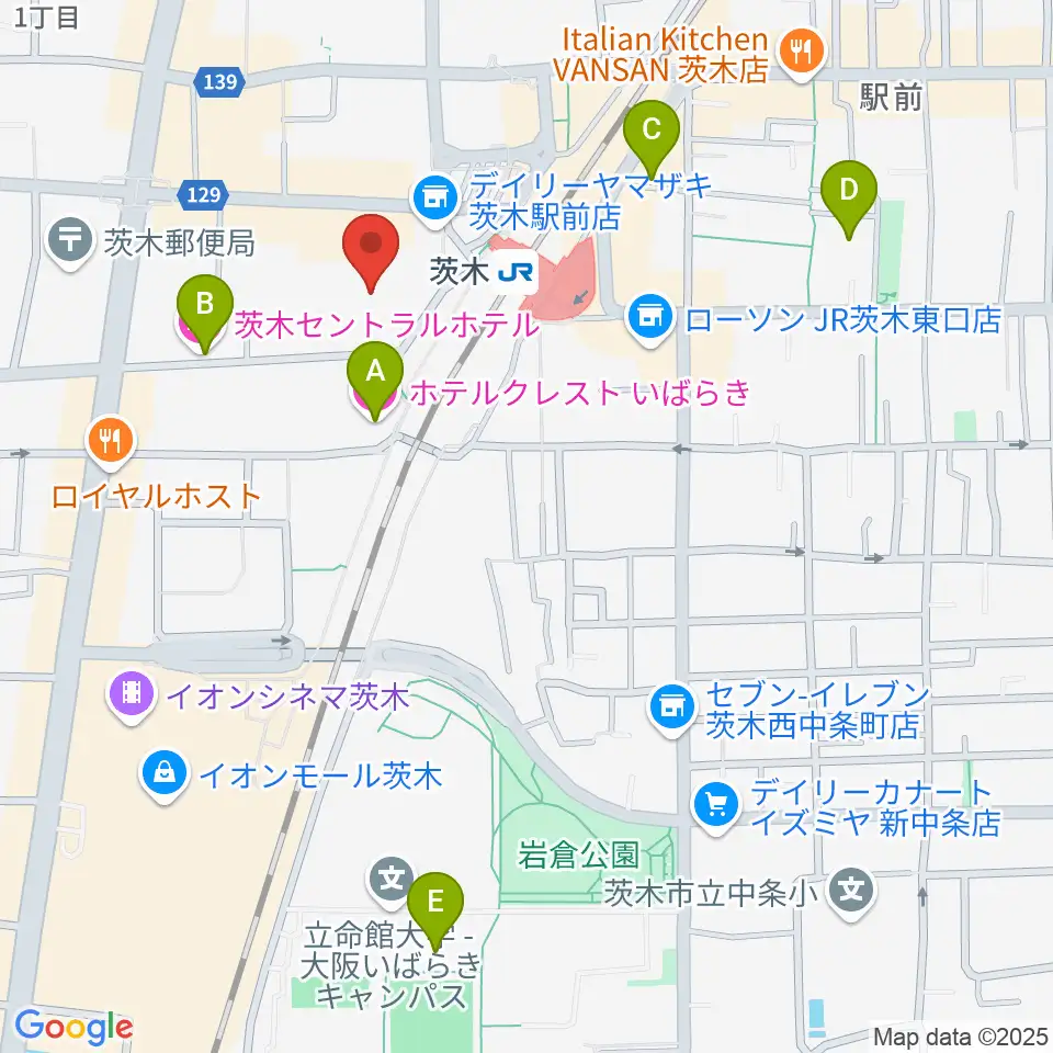 茨木センター ヤマハミュージック周辺のホテル一覧地図