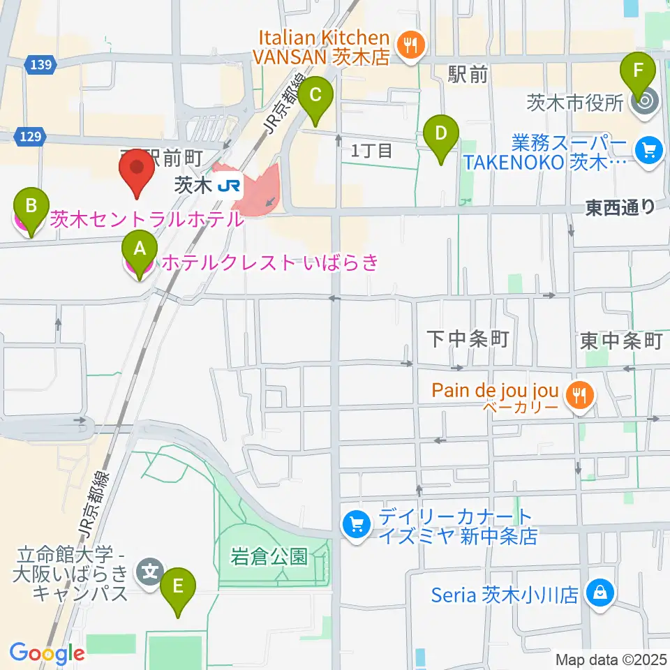 茨木センター ヤマハミュージック周辺のホテル一覧地図