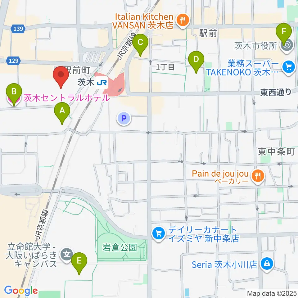 茨木センター ヤマハミュージック周辺のホテル一覧地図