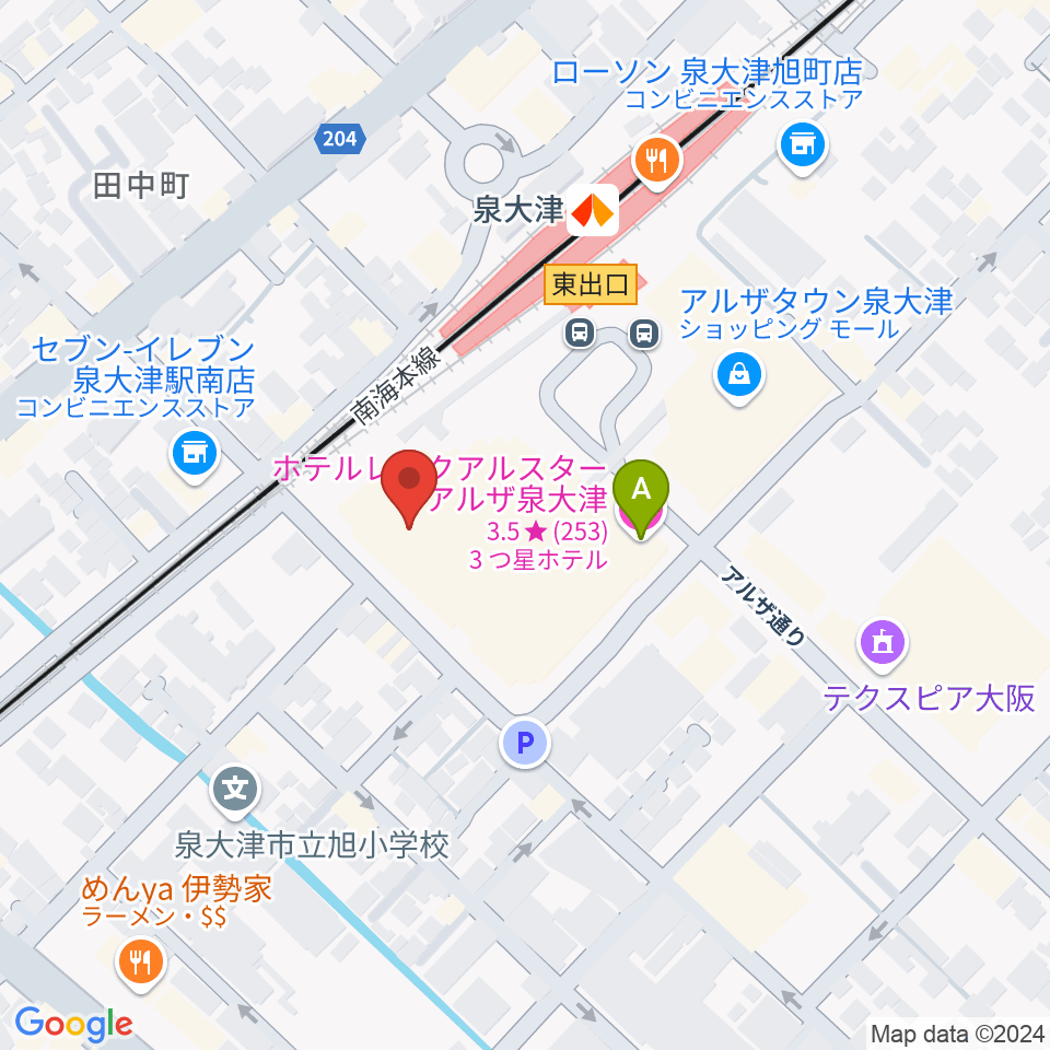 アルザ泉大津センター ヤマハミュージック周辺のホテル一覧地図