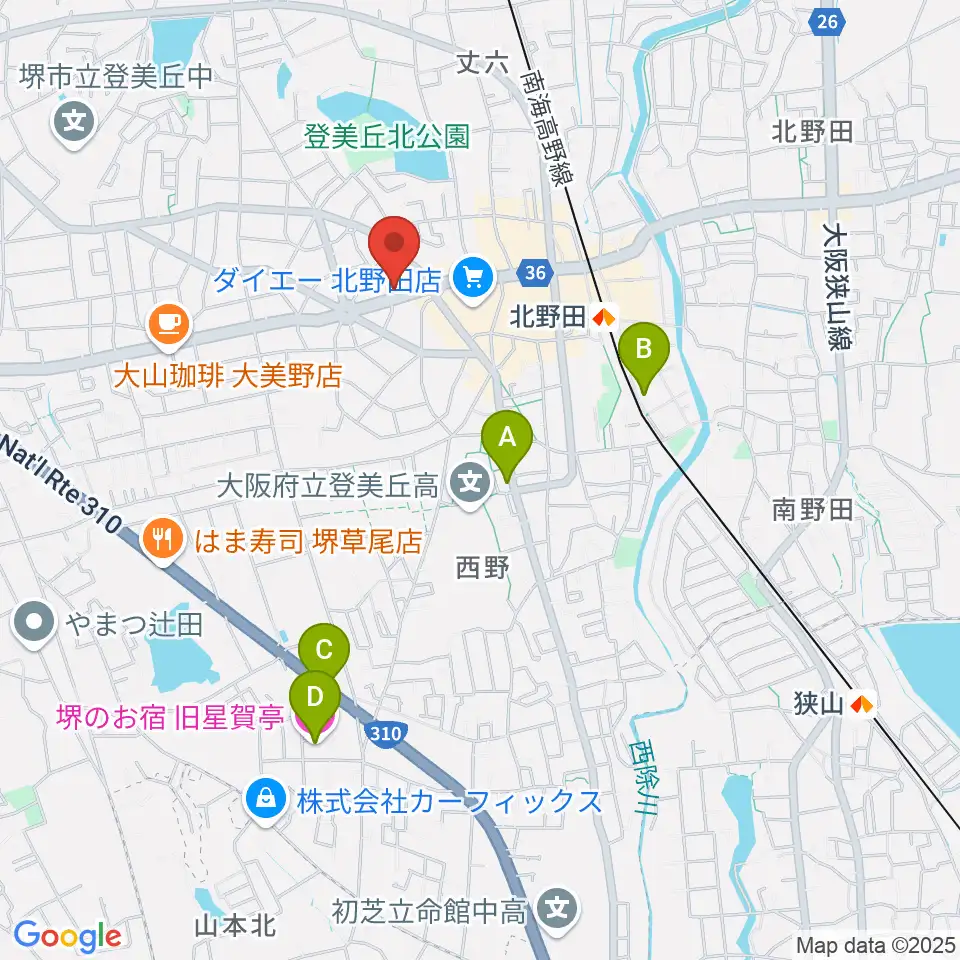 北野田センター ヤマハミュージック周辺のホテル一覧地図