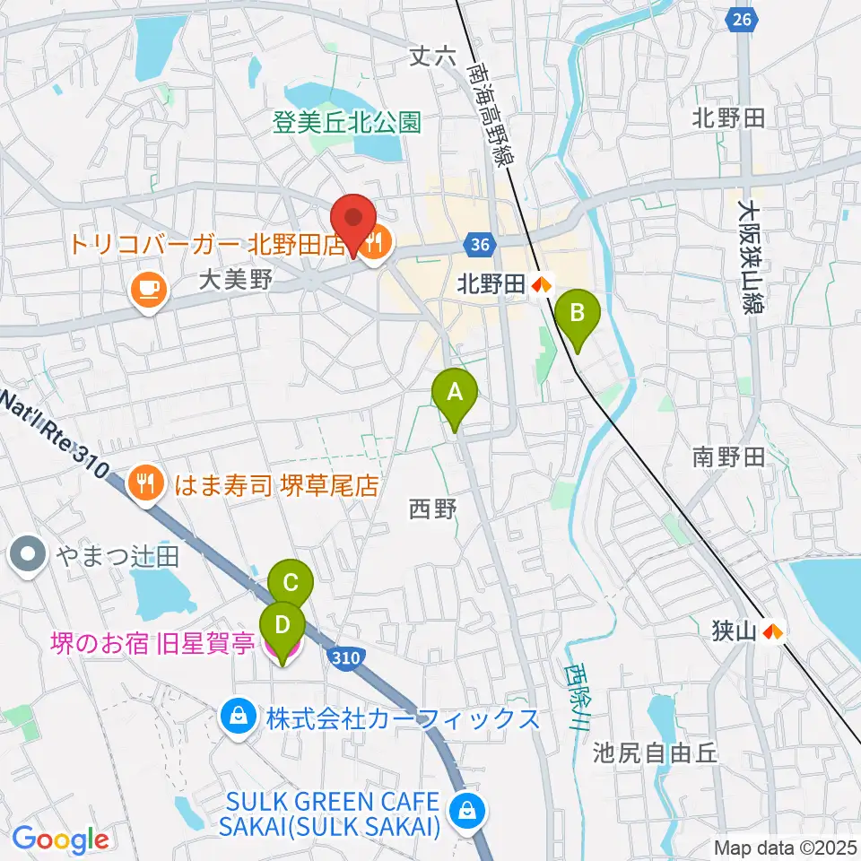 北野田センター ヤマハミュージック周辺のホテル一覧地図