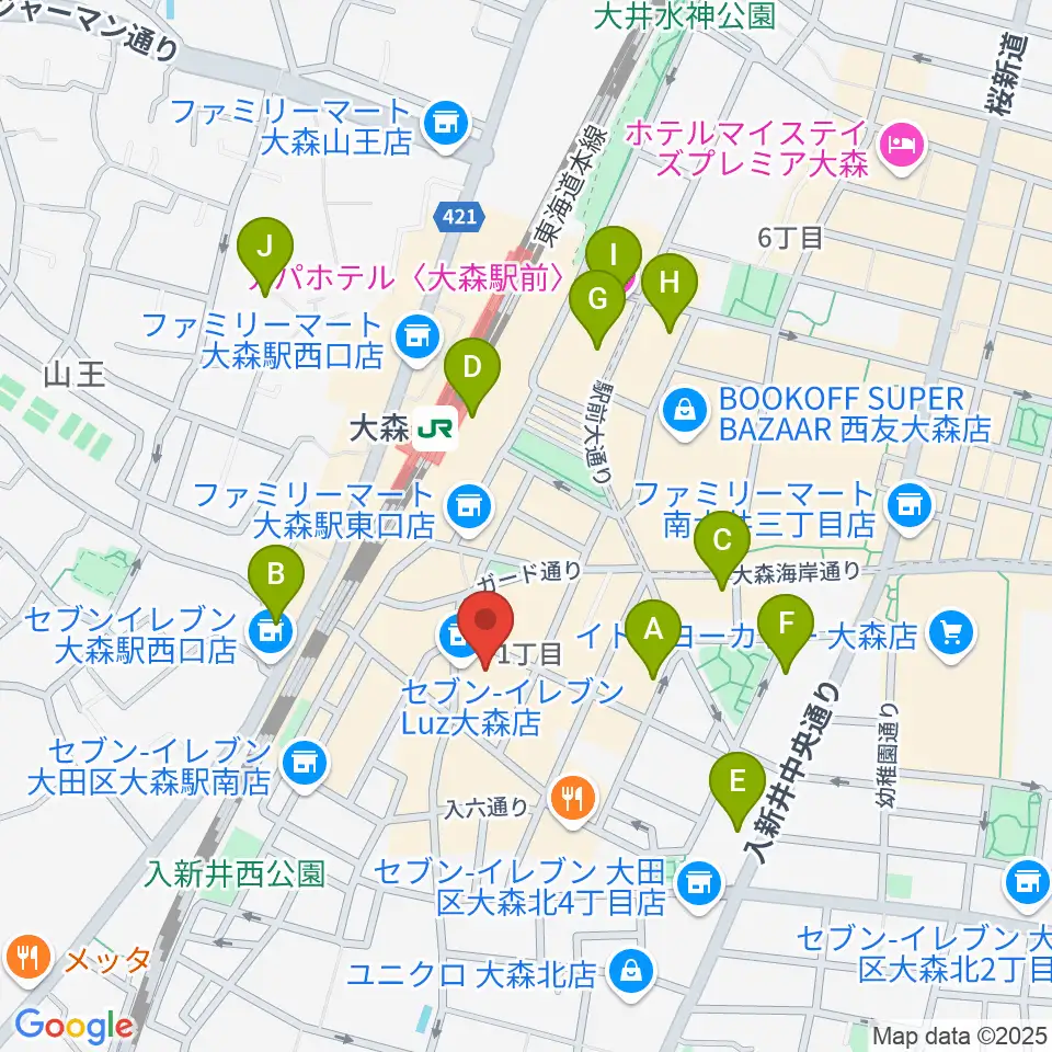 スター楽器大森センター周辺のホテル一覧地図