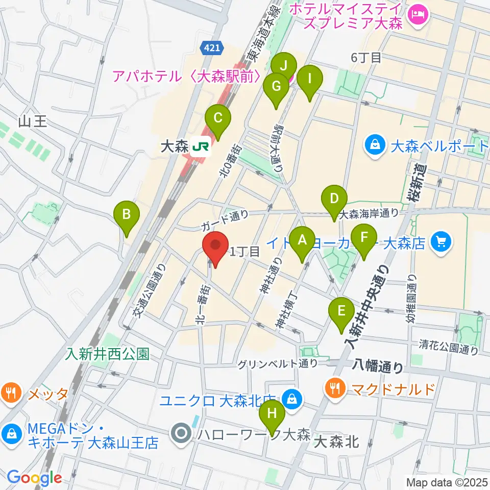 スター楽器 大森センター周辺のホテル一覧地図