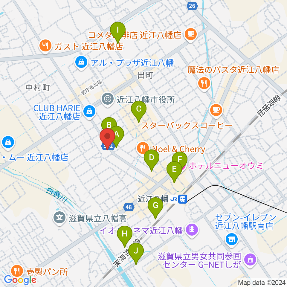 石岡楽器周辺のホテル一覧地図