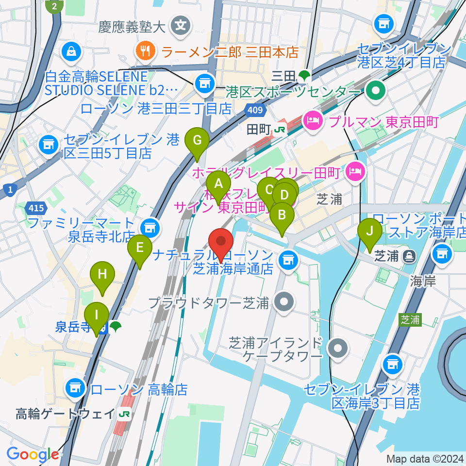 広野音楽教室周辺のホテル一覧地図