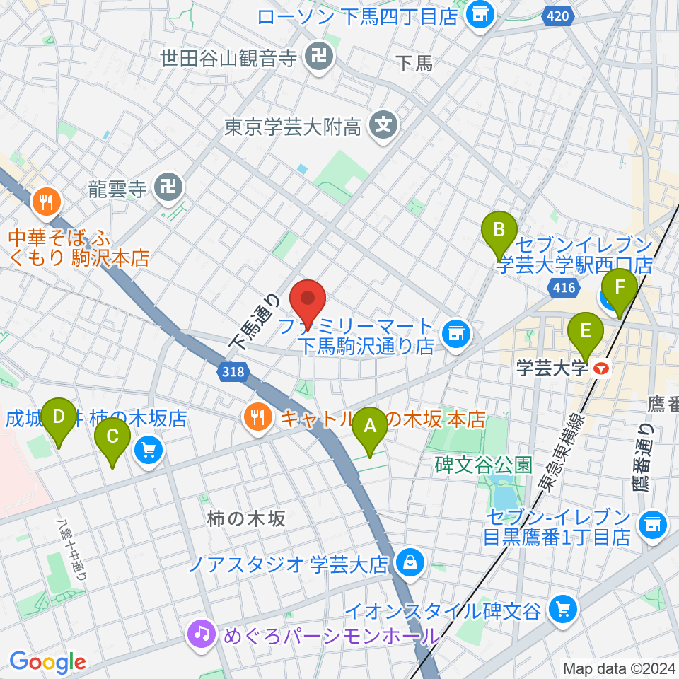 アウラ音楽院 学芸大学教室周辺のホテル一覧地図