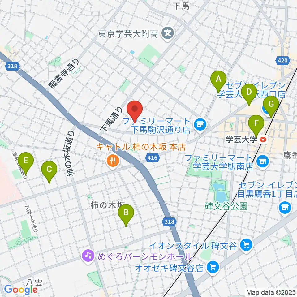 アウラ音楽院 学芸大学教室周辺のホテル一覧地図