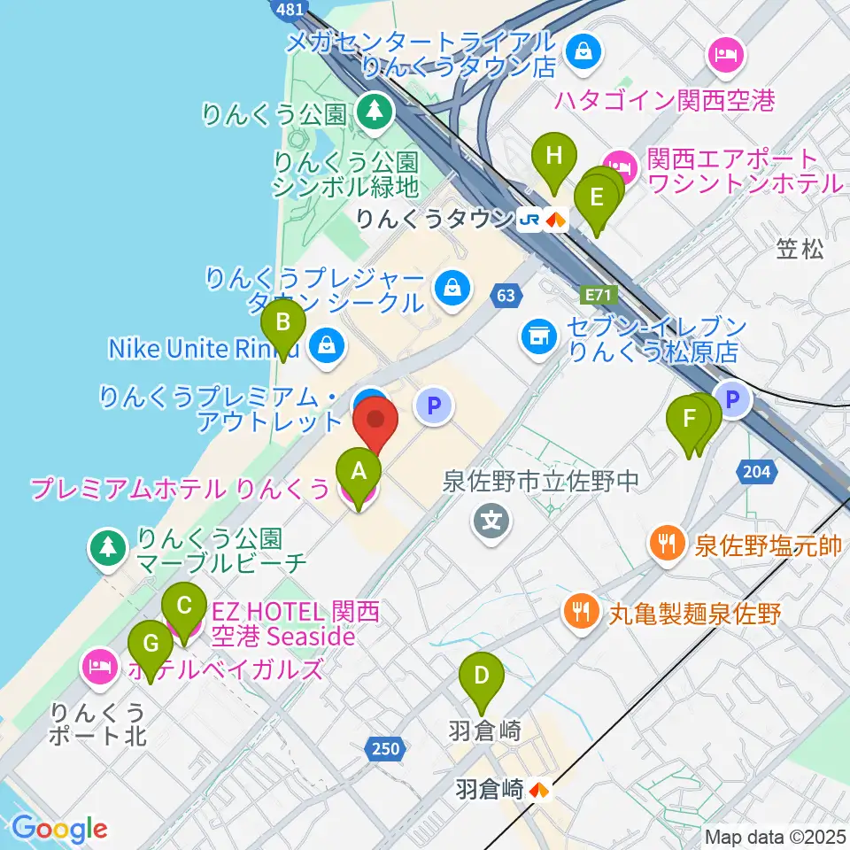 島村楽器 りんくうプレミアム・アウトレット店周辺のホテル一覧地図