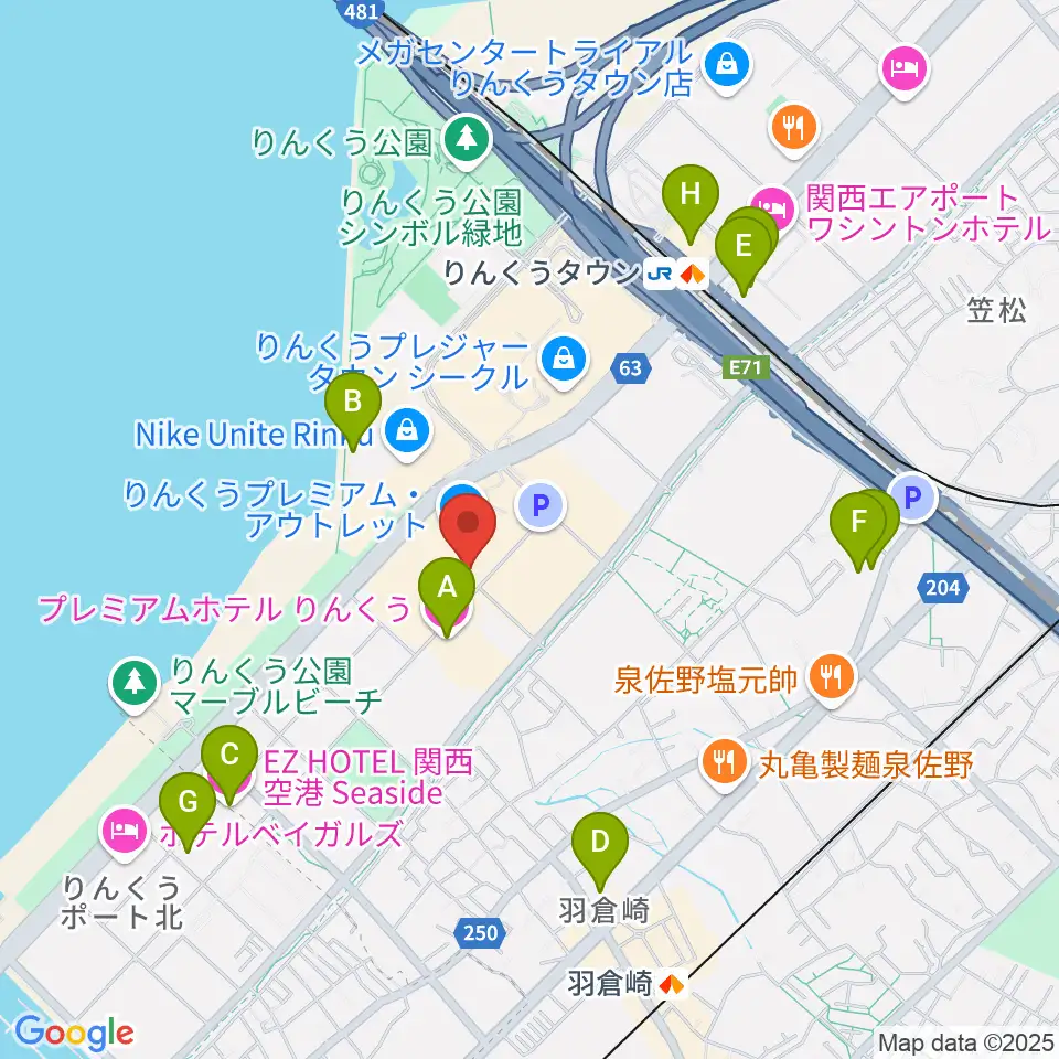 島村楽器 りんくうプレミアム・アウトレット店周辺のホテル一覧地図