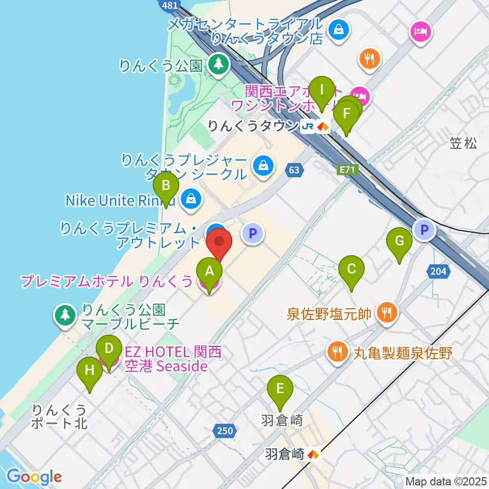 島村楽器 りんくうプレミアム・アウトレット店周辺のホテル一覧地図
