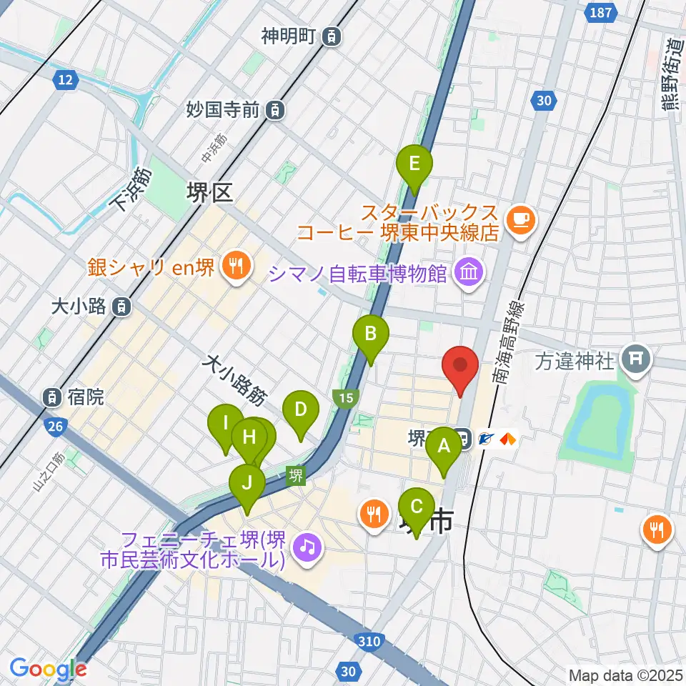 ヤマハミュージック 堺店周辺のホテル一覧地図
