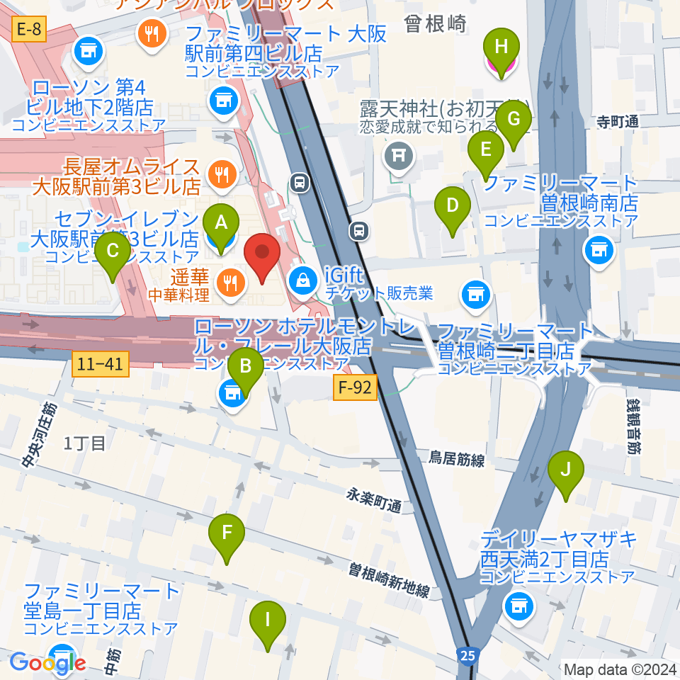 カワイ梅田周辺のホテル一覧地図