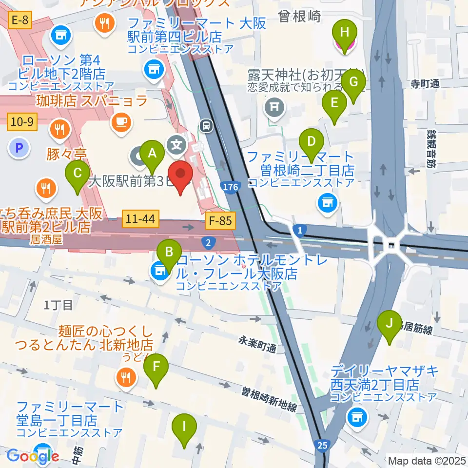 カワイ梅田周辺のホテル一覧地図