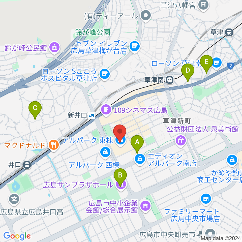 アルパークセンター ヤマハミュージック周辺のホテル一覧地図