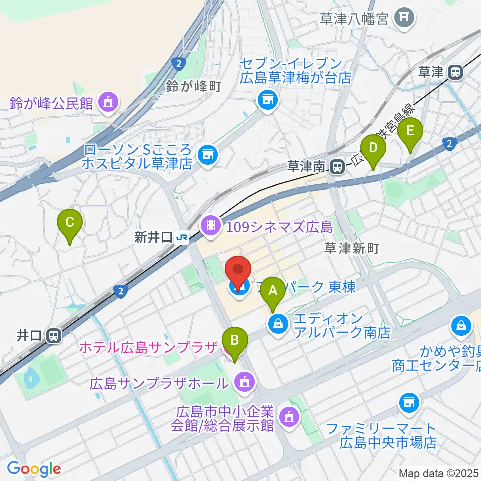 アルパークセンター ヤマハミュージック周辺のホテル一覧地図