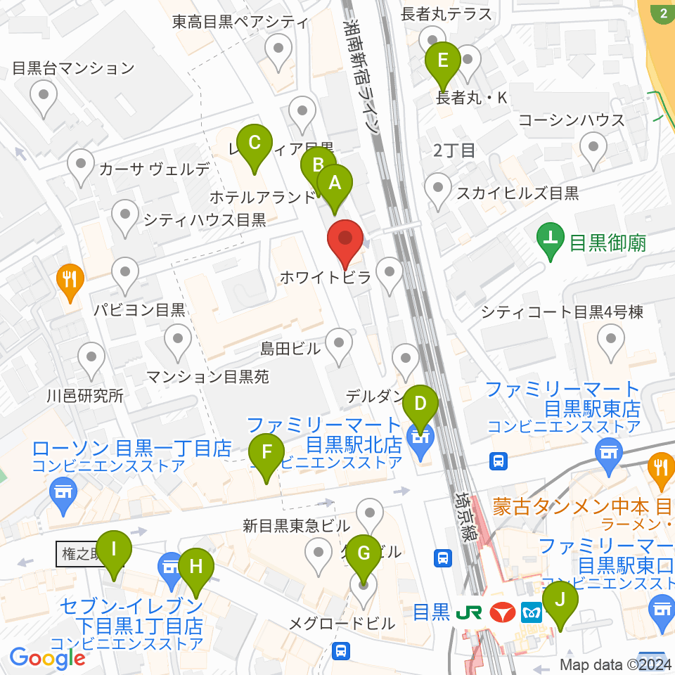 東京倶楽部 目黒店周辺のホテル一覧地図