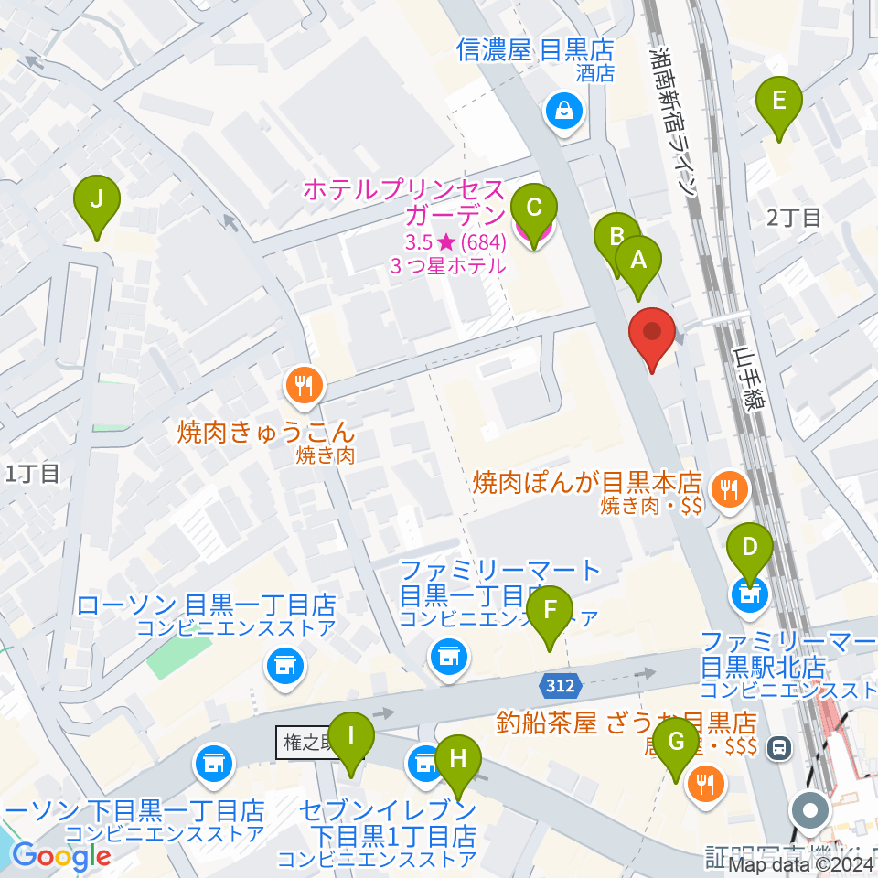 東京倶楽部 目黒店周辺のホテル一覧地図