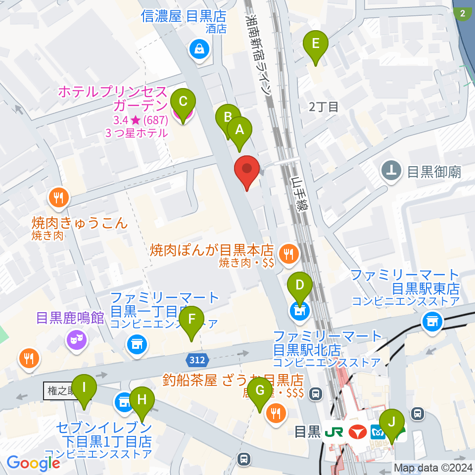 東京倶楽部 目黒店周辺のホテル一覧地図