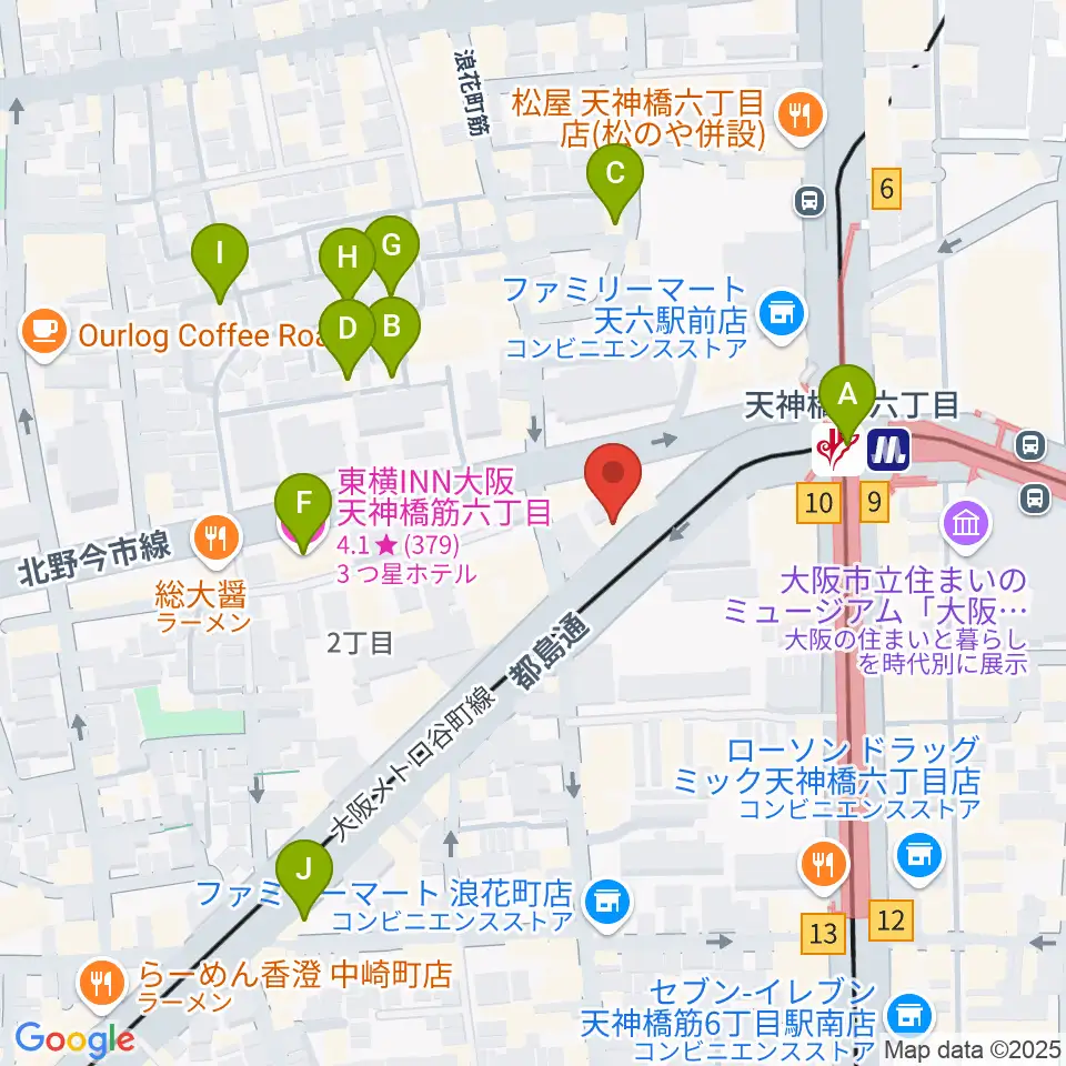 凛ミュージック 天六教室周辺のホテル一覧地図