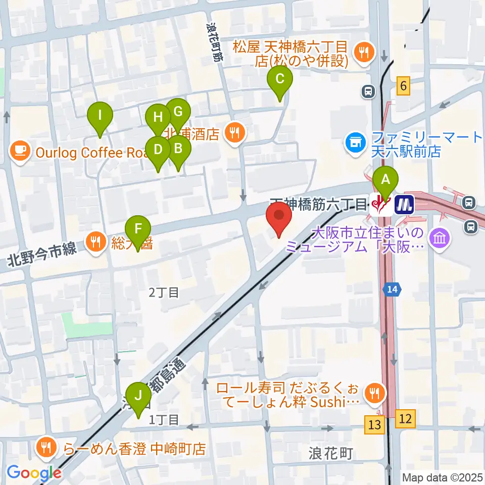 凛ミュージック 天六教室周辺のホテル一覧地図